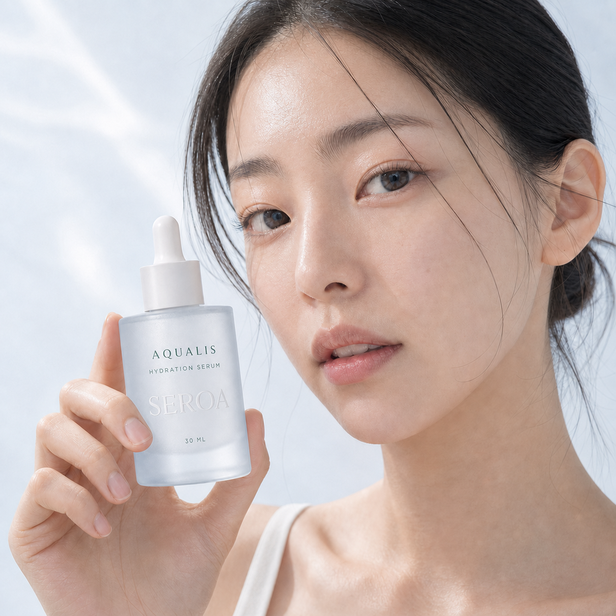 Woman holding Aqualis serum